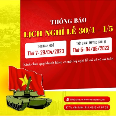 Thông báo Lịch nghỉ Lễ Giỗ tổ Hùng Vương và Lễ 30/04/2023 - 01/05/2023