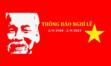 Thông báo lịch nghỉ lễ Quốc Khánh 02/09/2017