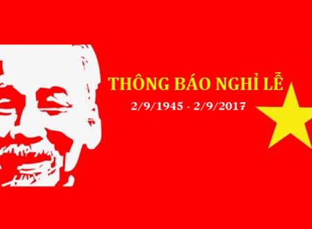 Thông báo lịch nghỉ lễ Quốc Khánh 02/09/2017
